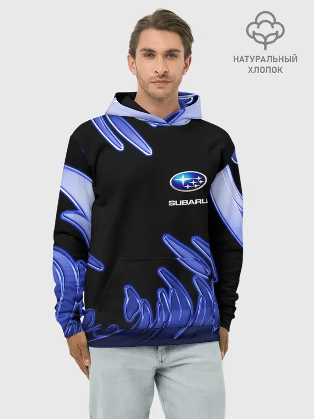 Худи мужской базовый хлопок с принтом «Subaru»