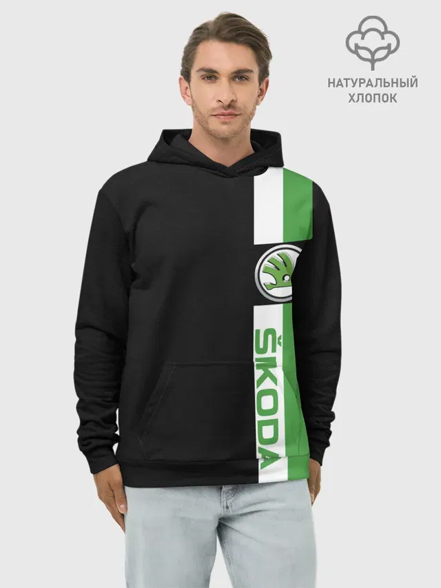 Худи мужской базовый хлопок с принтом «Шкодавод Skoda — Шкодавод»