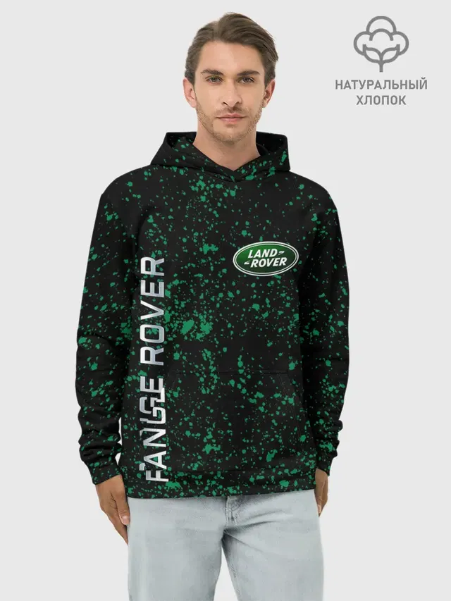 Худи мужской базовый хлопок с принтом «Land Rover»