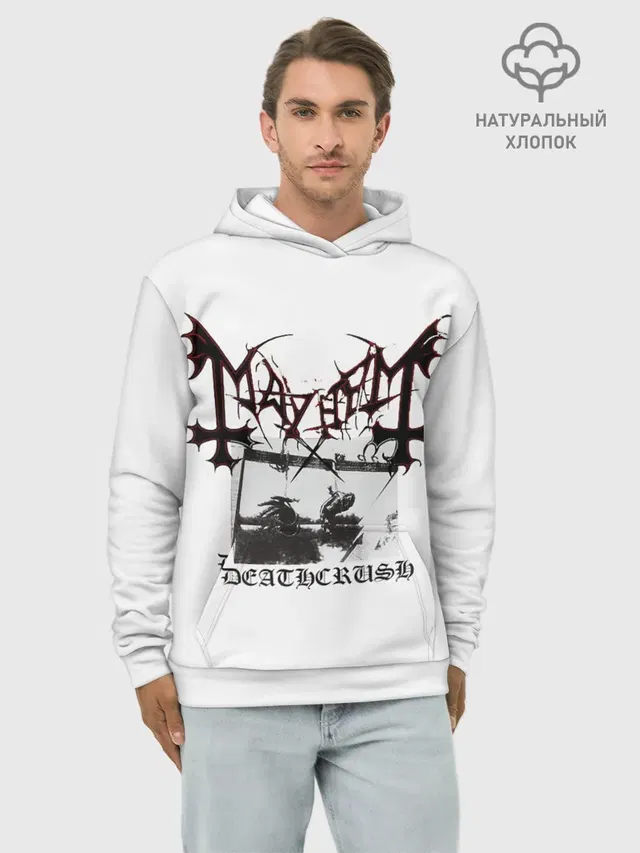 Худи мужской базовый хлопок с принтом «Mayhem»