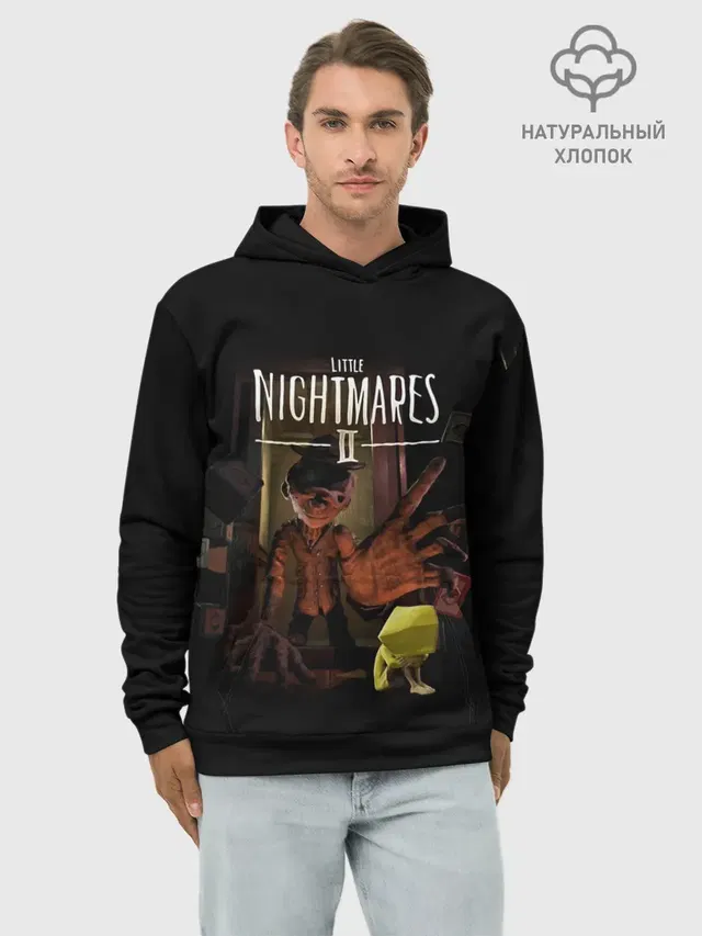 Худи мужской базовый хлопок с принтом «Little Nightmares 2 сторож»