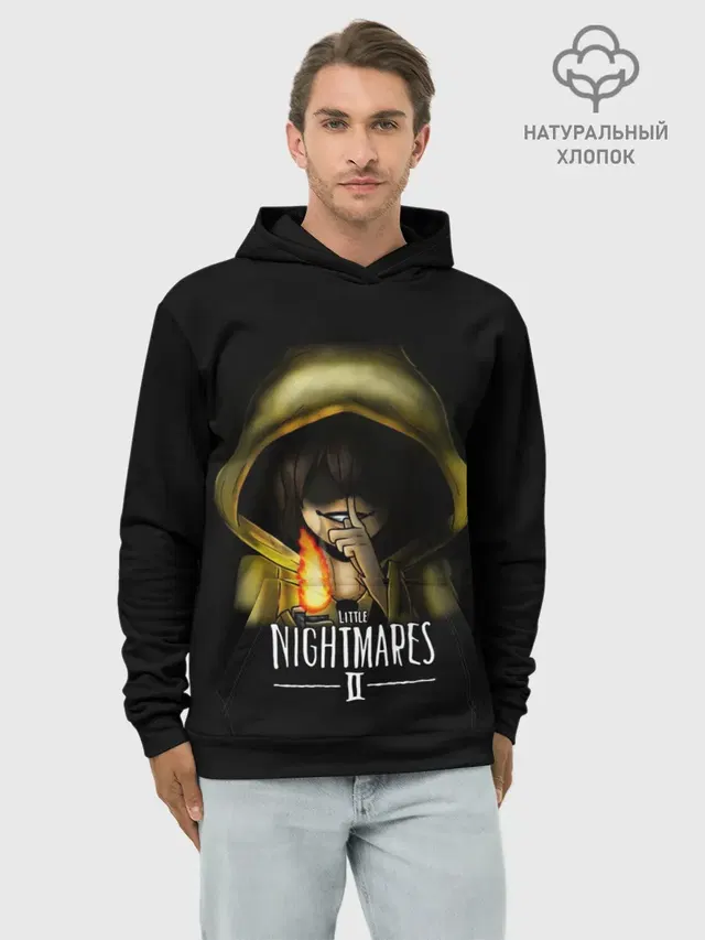 Худи мужской базовый хлопок с принтом «Little Nightmares 2 Тссс»
