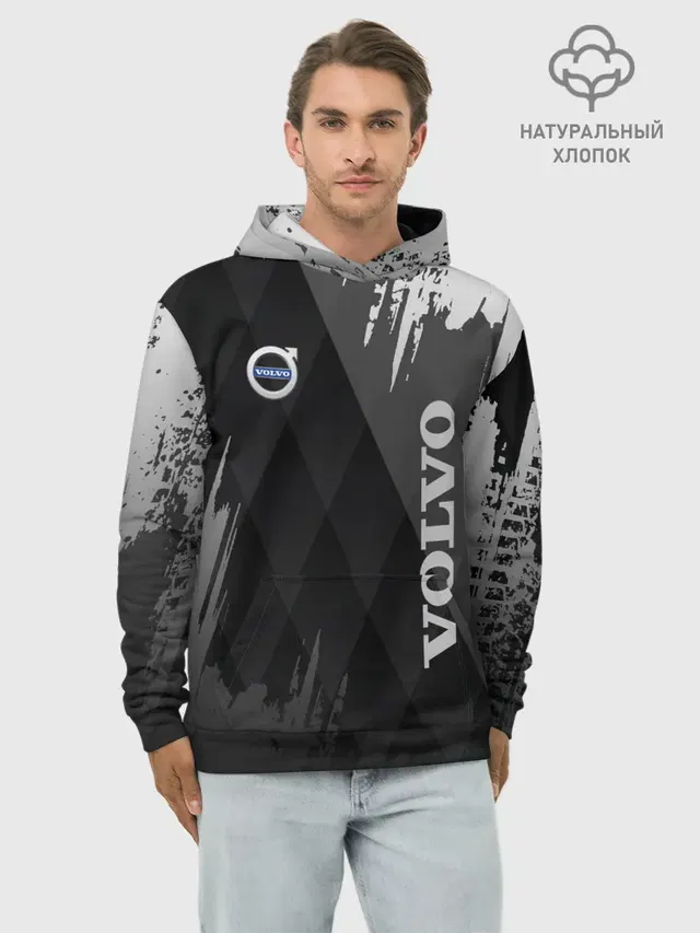 Худи мужской базовый хлопок с принтом «Volvo»
