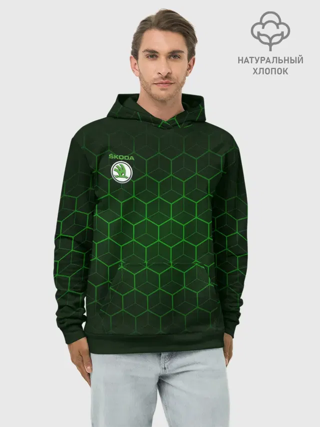 Худи мужской базовый хлопок с принтом «Skoda»