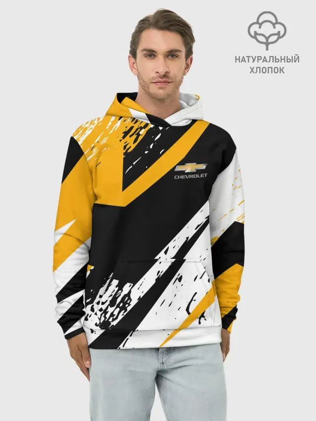 Худи мужской базовый хлопок с принтом «Chevrolet»