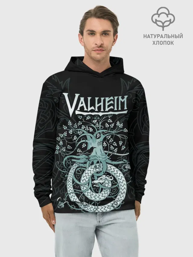 Худи мужской базовый хлопок с принтом «Yggdrasil»