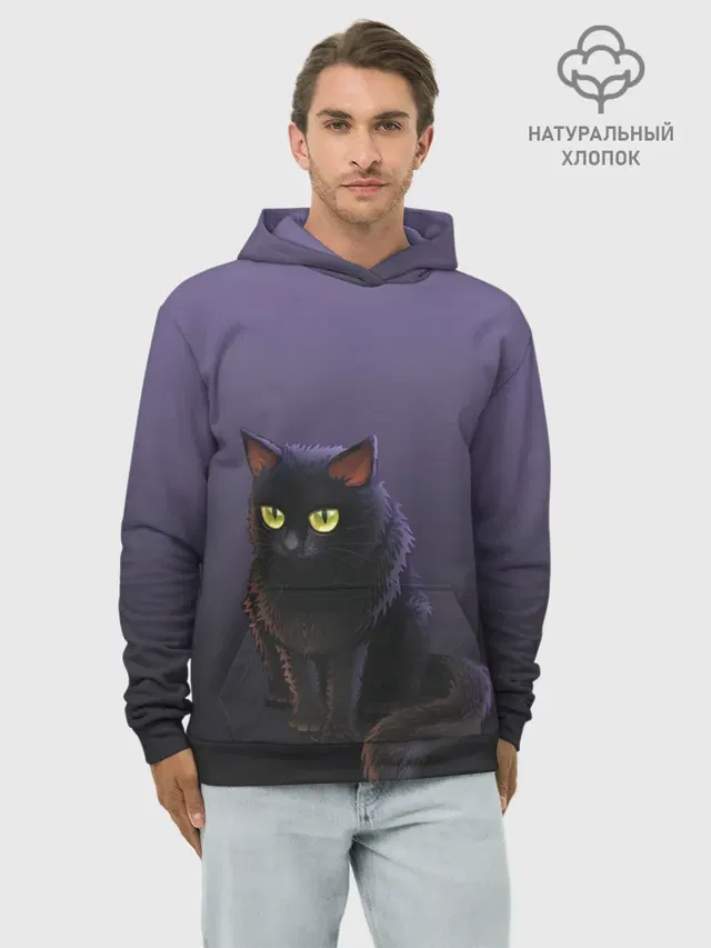 черный кот на фиолетовом