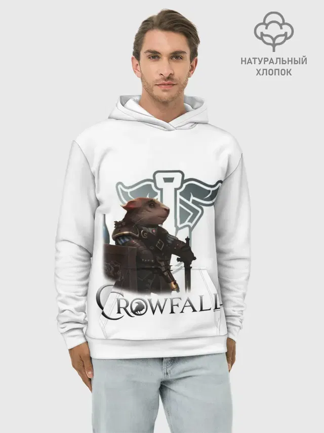 Худи мужской базовый хлопок с принтом «Crowfall Duelist»