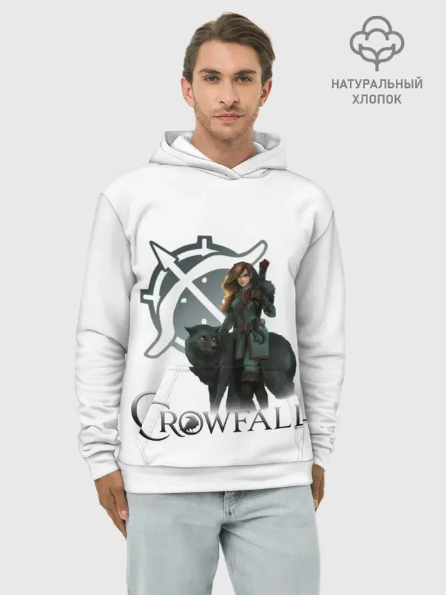 Худи мужской базовый хлопок с принтом «Crowfall Ranger»