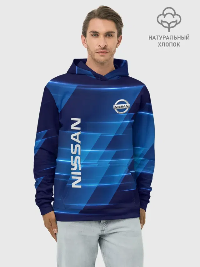 Худи мужской базовый хлопок с принтом «Nissan»