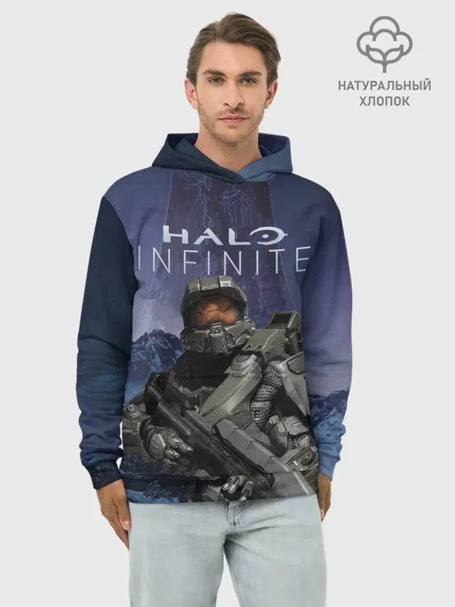 Худи мужской базовый хлопок с принтом «Halo Infinite»