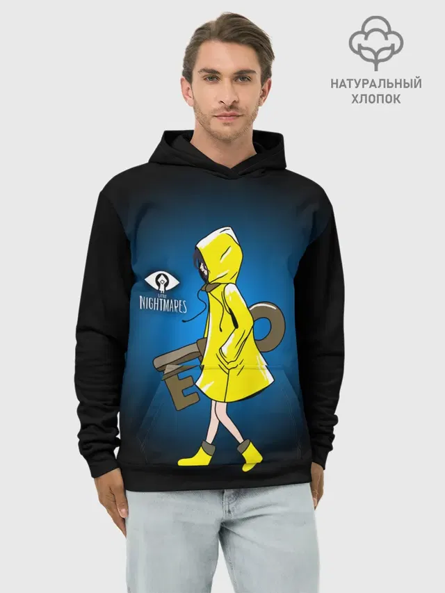 Худи мужской базовый хлопок с принтом «Yellow raincoat»