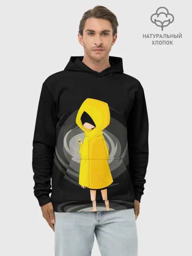Худи мужской базовый хлопок с принтом «Little Nightmares с Зажигалкой»