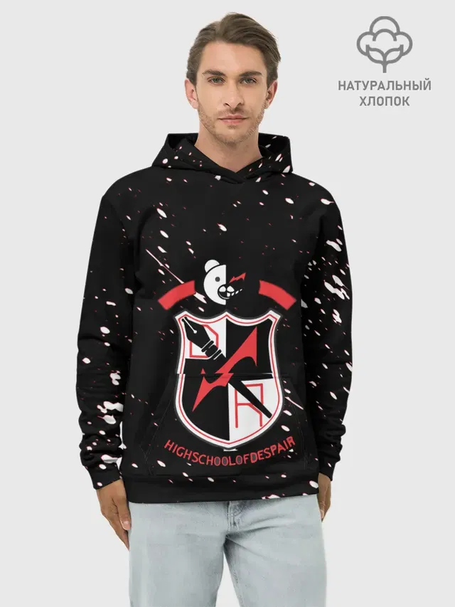 Худи мужской базовый хлопок с принтом «danganronpa logo»