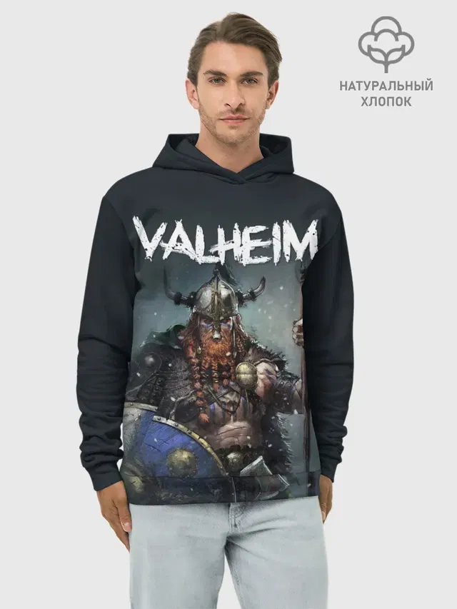 Худи мужской базовый хлопок с принтом «Norse warrior»