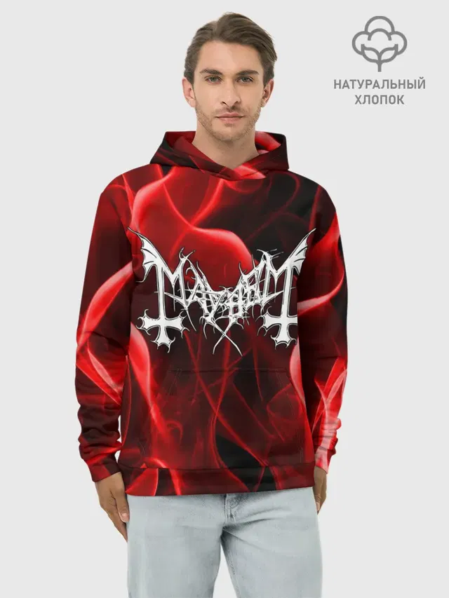Худи мужской базовый хлопок с принтом «Mayhem»