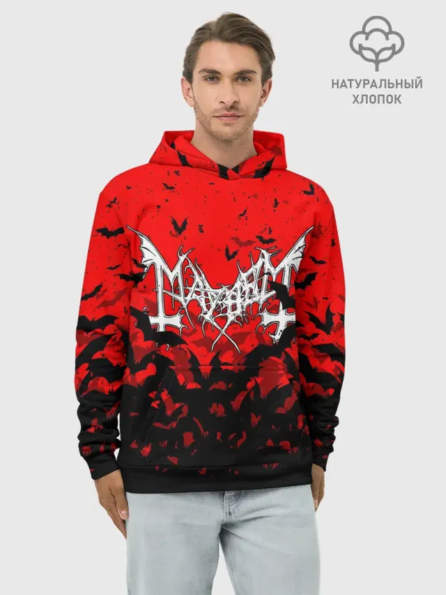 Худи мужской базовый хлопок с принтом «Mayhem»
