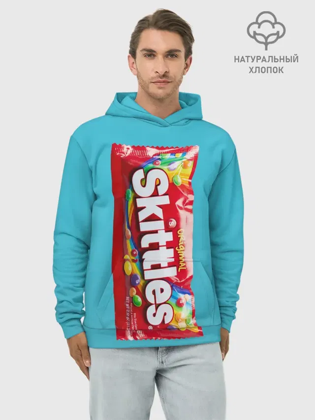 Худи мужской базовый хлопок с принтом «Еда — Skittles original»