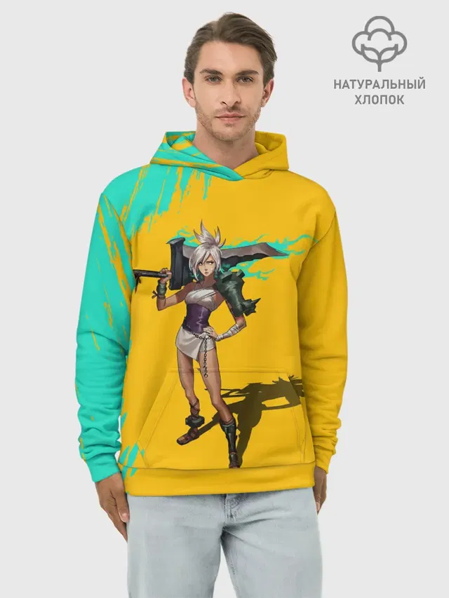 Худи мужской базовый хлопок с принтом «Ривен LOL — Ривен»