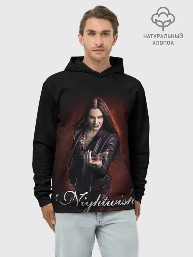 Худи мужской базовый хлопок с принтом «Разный рок — NIGHTWISH»