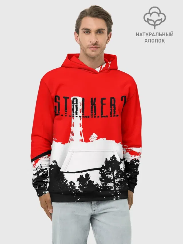Худи мужской базовый хлопок с принтом «Stalker — STALKER 2»