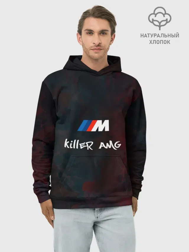 Худи мужской базовый хлопок с принтом «BMW — BMW M — AMG Killer»