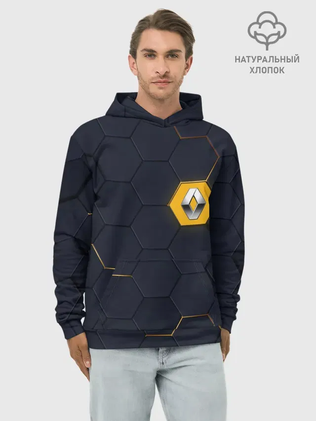 Худи мужской базовый хлопок с принтом «Hexagonal pattern»