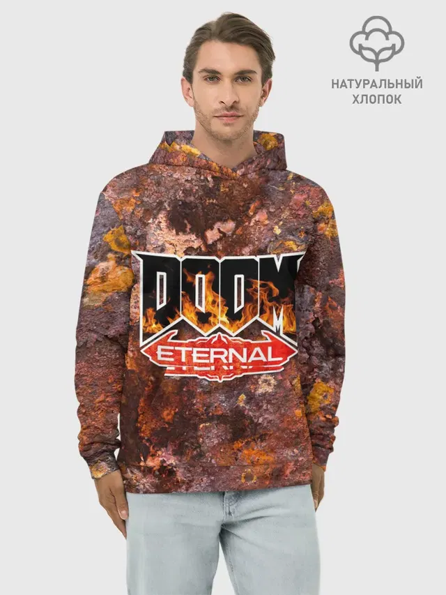 Худи мужской базовый хлопок с принтом «Дум — DOOM Eternal»