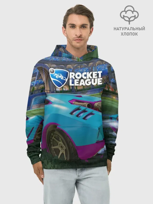 Худи мужской базовый хлопок с принтом «Rocket League»