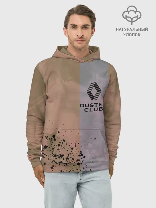 Худи мужской базовый хлопок с принтом «Duster Club — Renault Duster Club — Рено Дастер Клуб»