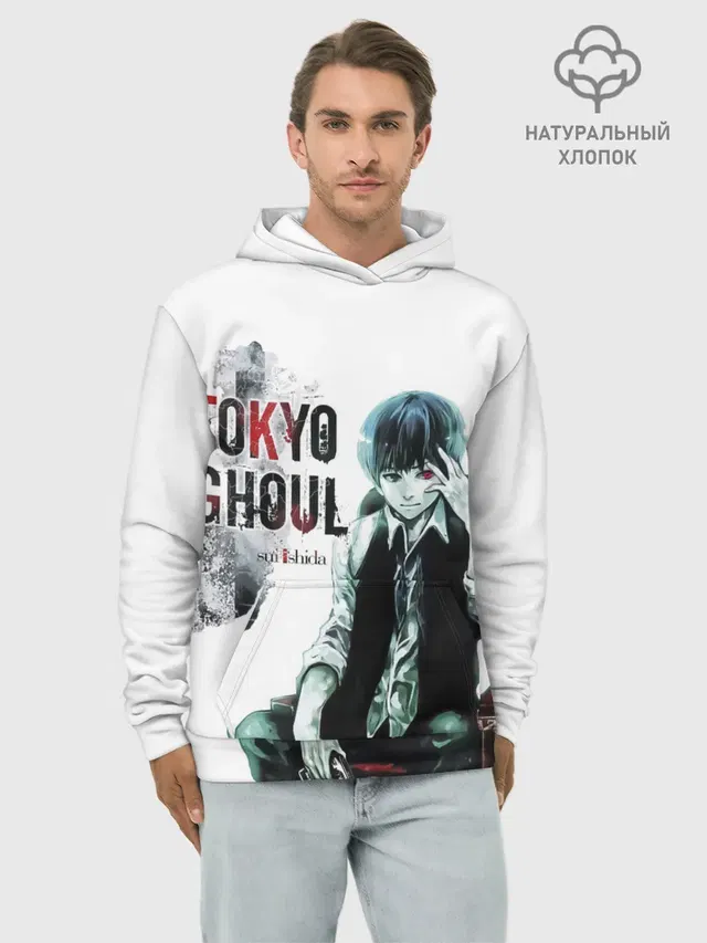 Худи мужской базовый хлопок с принтом «Токийский Гуль — Tokyo Ghoul Sui Ishida»