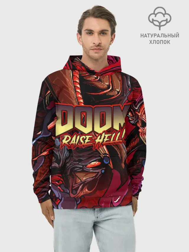 Худи мужской базовый хлопок с принтом «Дум — DOOM Eternal»