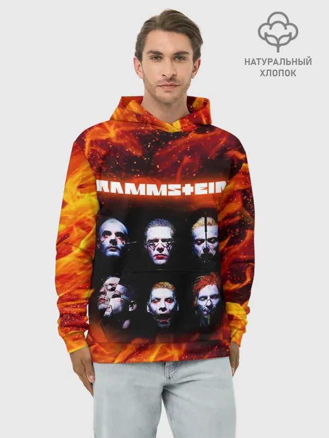 Худи мужской базовый хлопок с принтом «Rammstein»