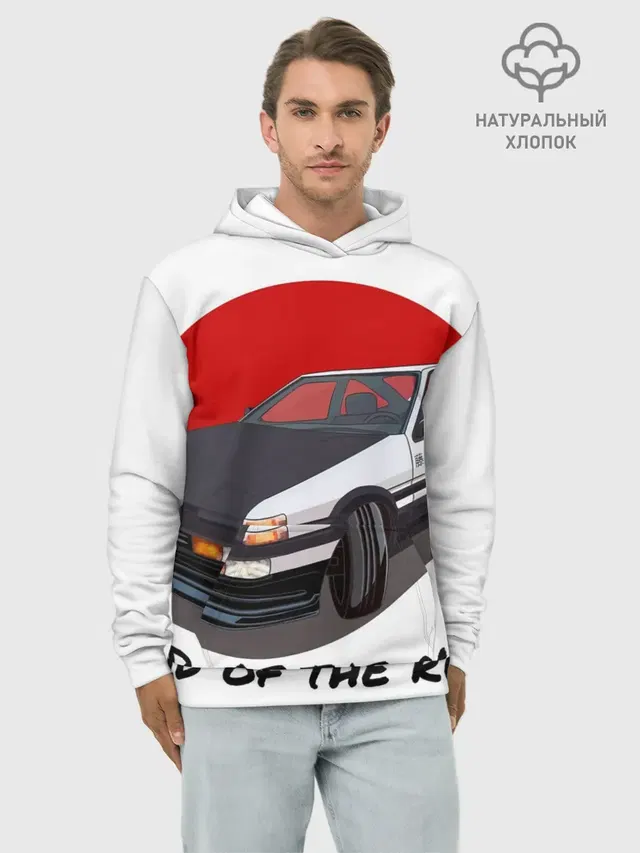 Худи мужской базовый хлопок с принтом «Toyota Sprinter Trueno AE86 — Land of the rising sun»