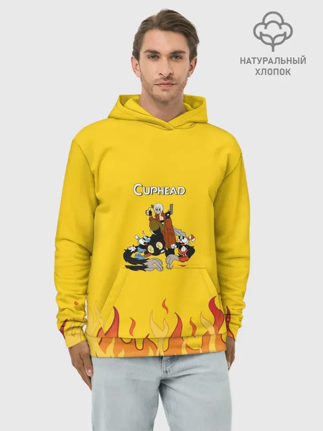 Худи мужской базовый хлопок с принтом «Cuphead Данте — ДАНТЕ»