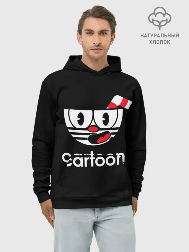 Худи мужской базовый хлопок с принтом «cartoon — КАПХЕД»
