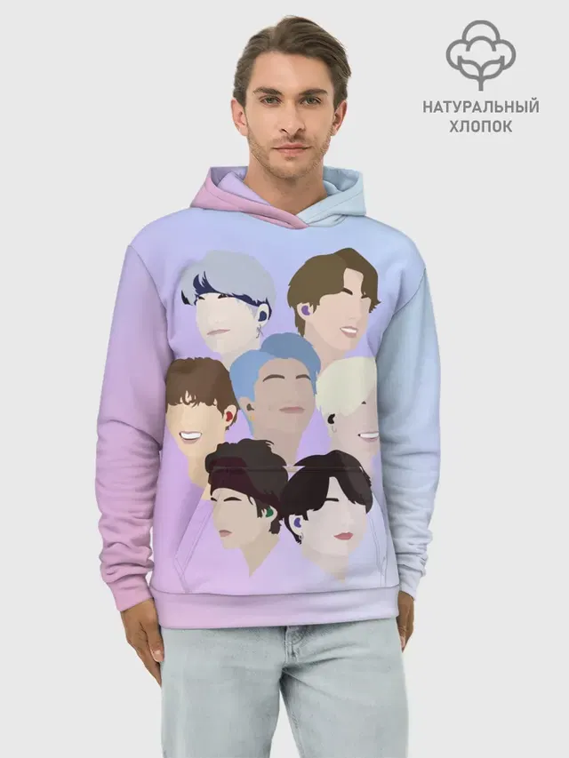 Худи мужской базовый хлопок с принтом «BTS — БТС Bangtan Boys BTS»