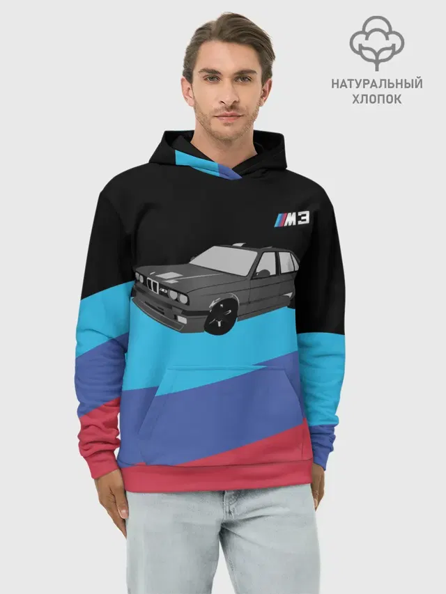 Худи мужской базовый хлопок с принтом «BMW — BMW M3»