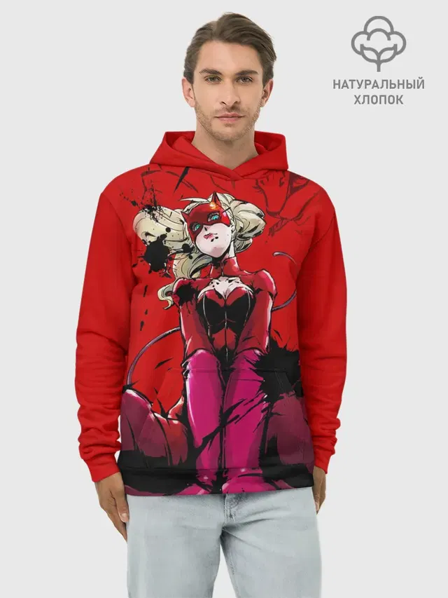 Худи мужской базовый хлопок с принтом «пантера persona 5»
