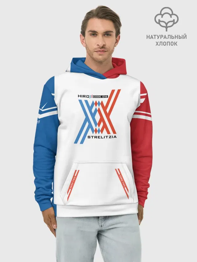 Худи мужской базовый хлопок с принтом «Hiro — Darling in the Franxx»