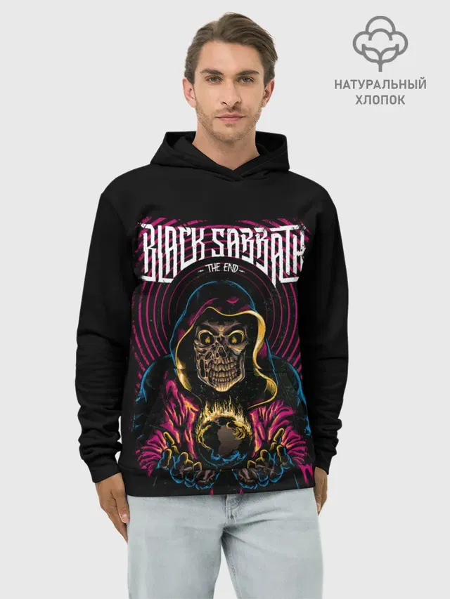 Худи мужской базовый хлопок с принтом «Black Sabbath»
