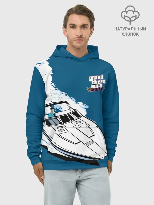 Худи мужской базовый хлопок с принтом «Tommy on board»