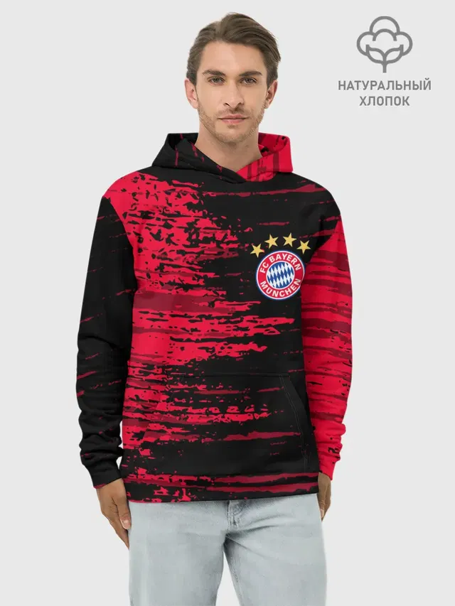 Худи мужской базовый хлопок с принтом «Bayern Munchen»