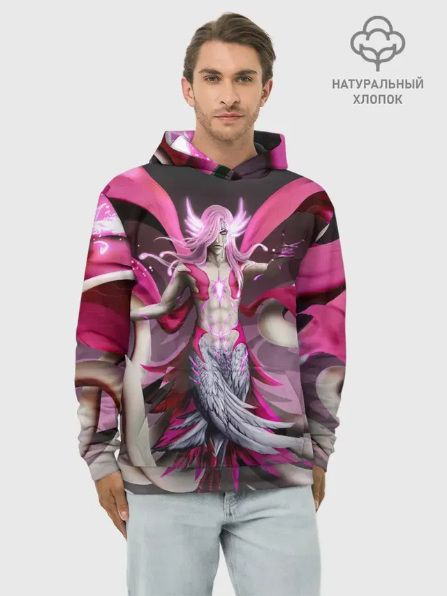 Худи мужской базовый хлопок с принтом «Bleach Aurora Archangel Art»
