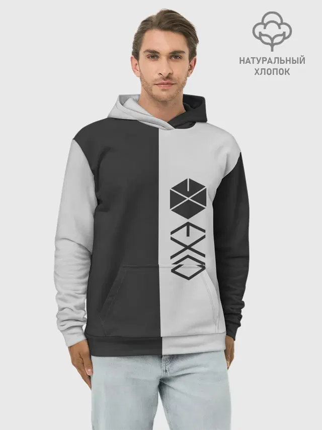 Худи мужской базовый хлопок с принтом «Exo»