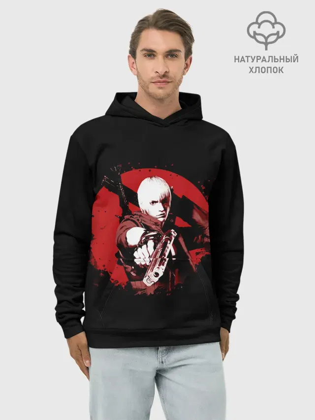 Худи мужской базовый хлопок с принтом «Devil May Cry — Кровавый Данте»