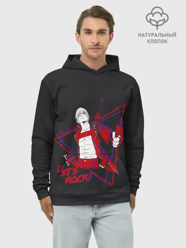 Худи мужской базовый хлопок с принтом «Devil May Cry — Lets Rock — DMC»