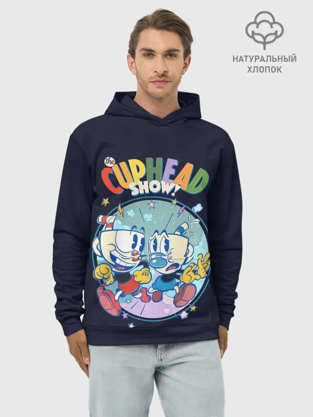 Худи мужской базовый хлопок с принтом «The Cuphead Show!»
