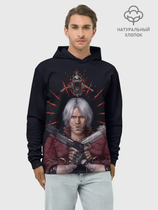 Худи мужской базовый хлопок с принтом «Devil May Cry — Saint Dante»