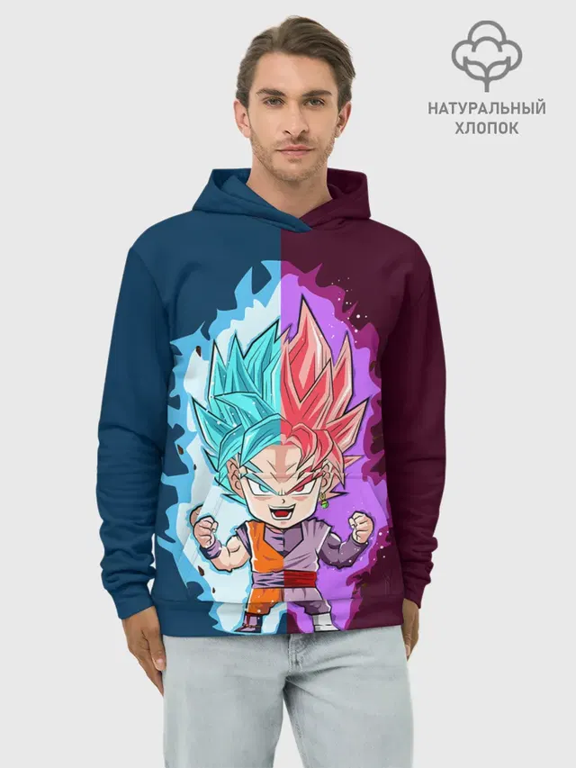 Худи мужской базовый хлопок с принтом «Vegeta power»